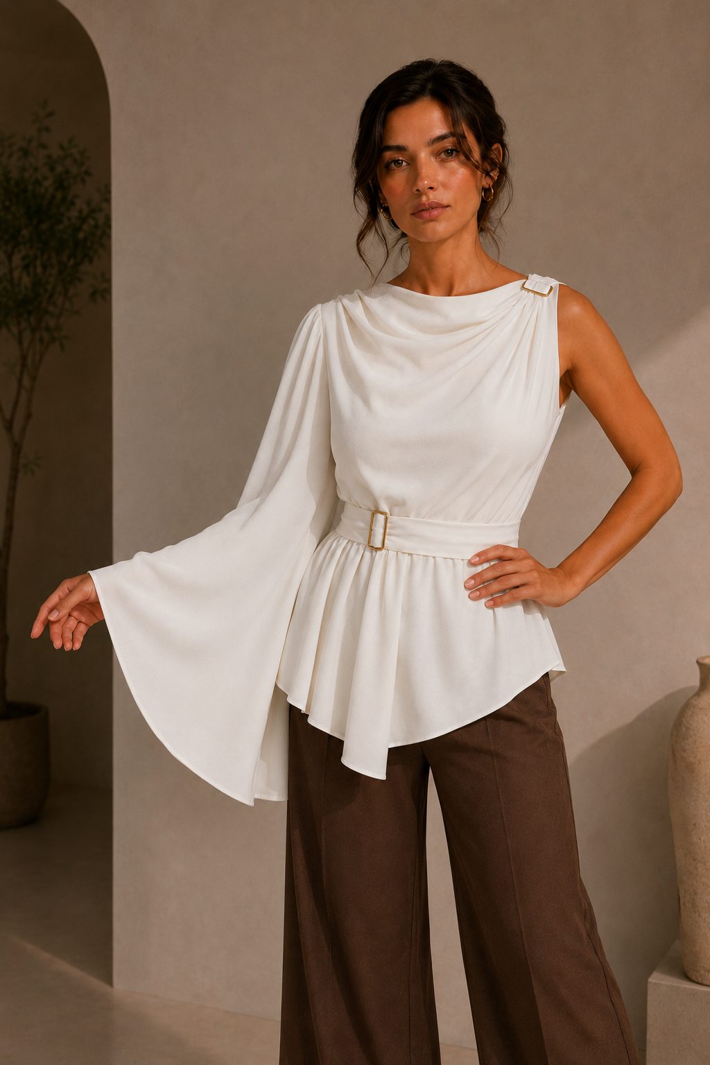 Signature Asymmetric Drape Top