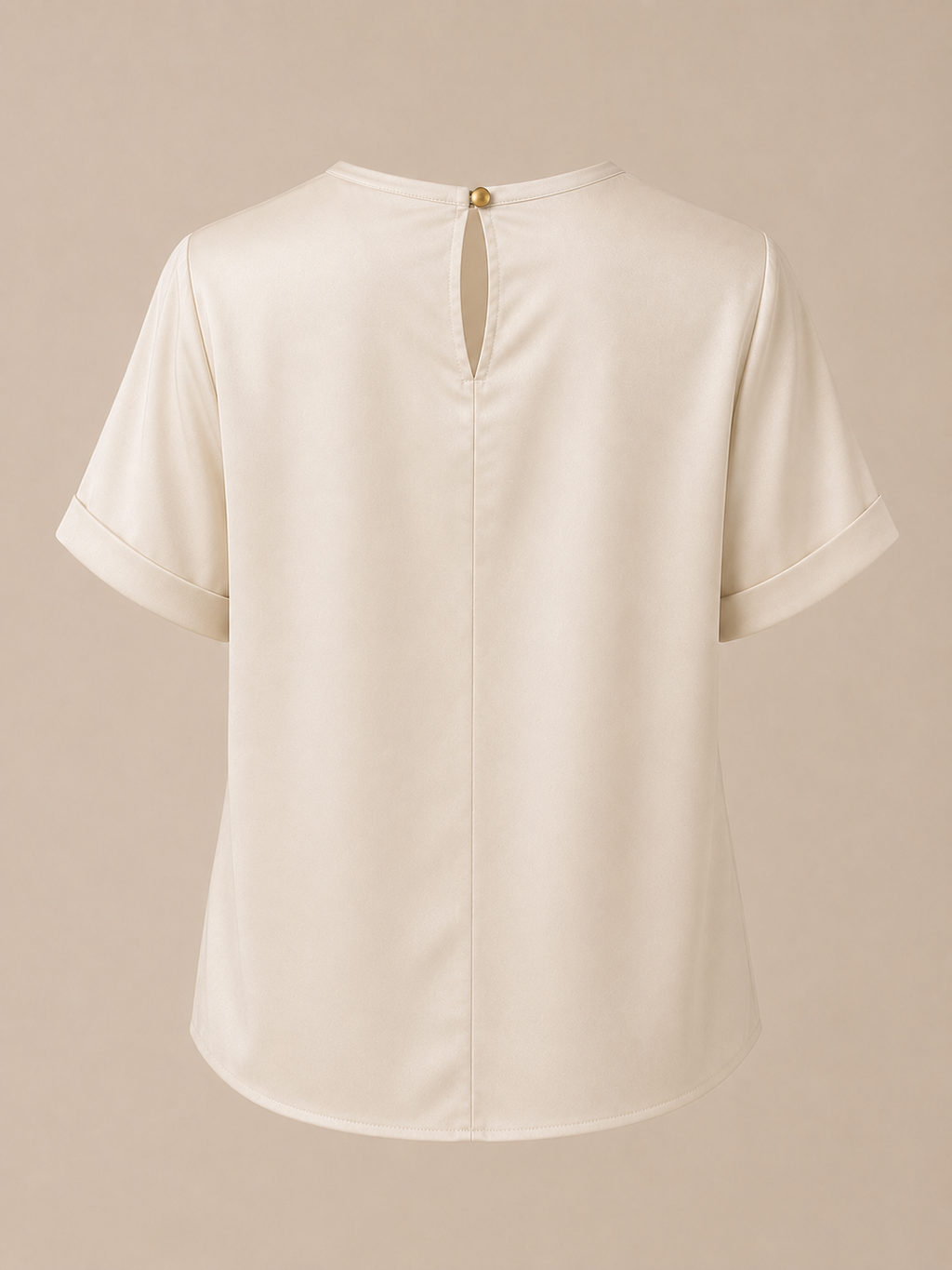 AVENUE NOIR Ivory Satin Draped Blouse Back View