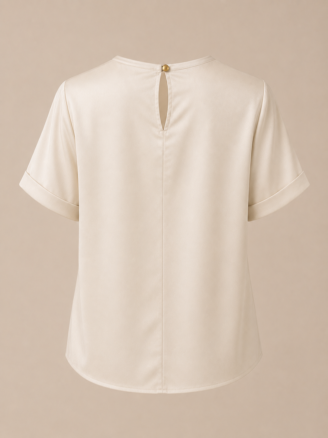 AVENUE NOIR Ivory Satin Draped Blouse Back View