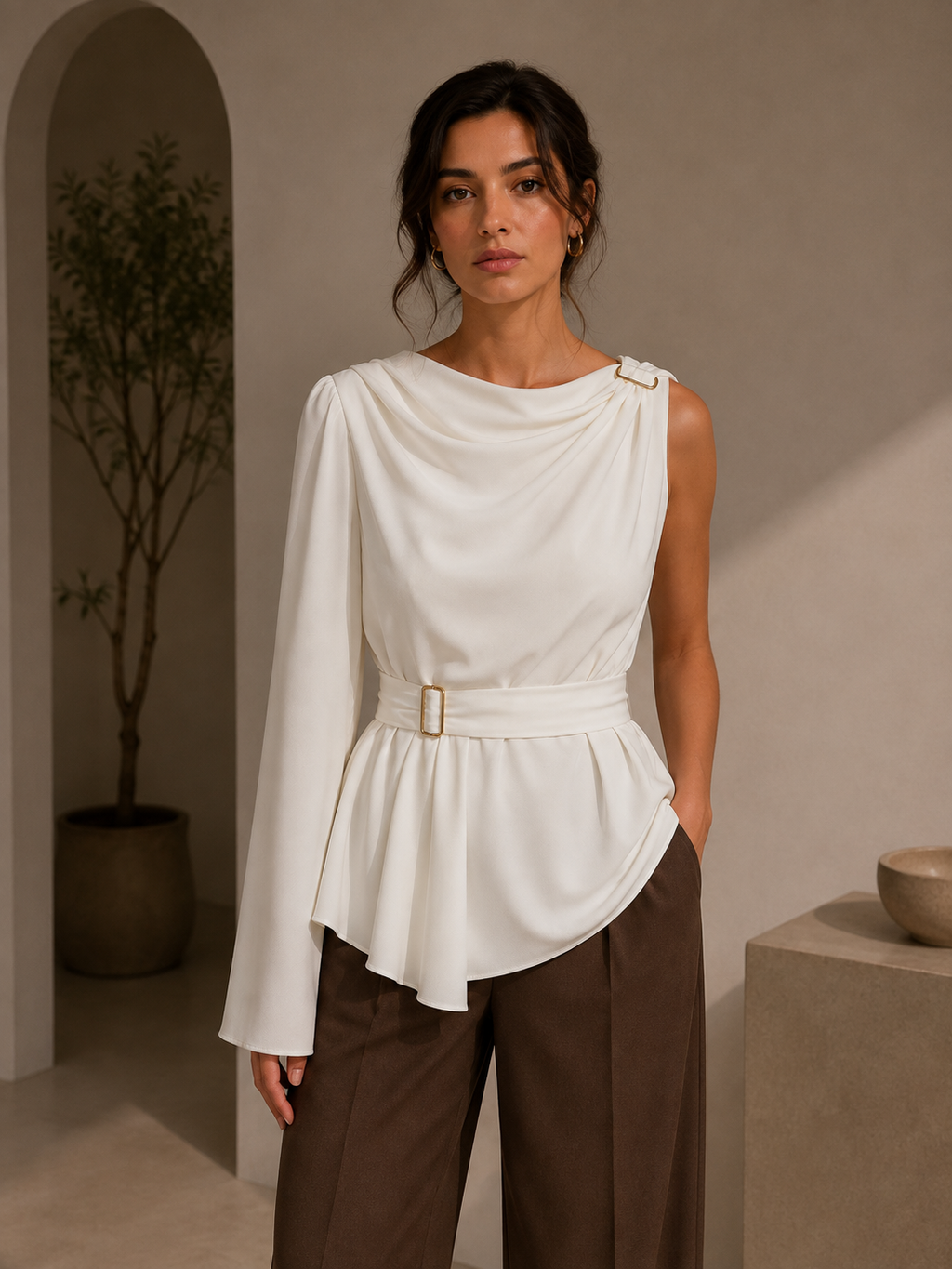Signature Asymmetric Drape Top