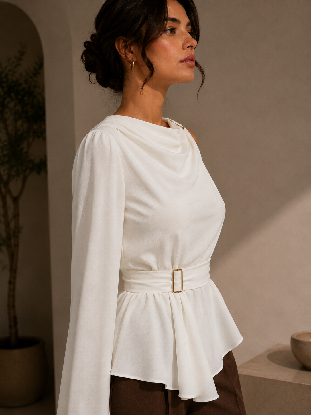 Signature Asymmetric Drape Top