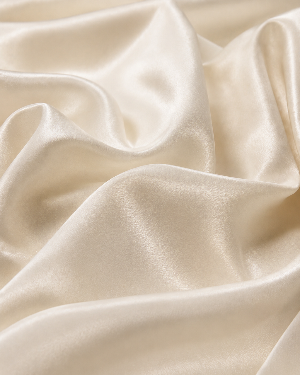 Close-Up of Ivory Satin Fabric Texture