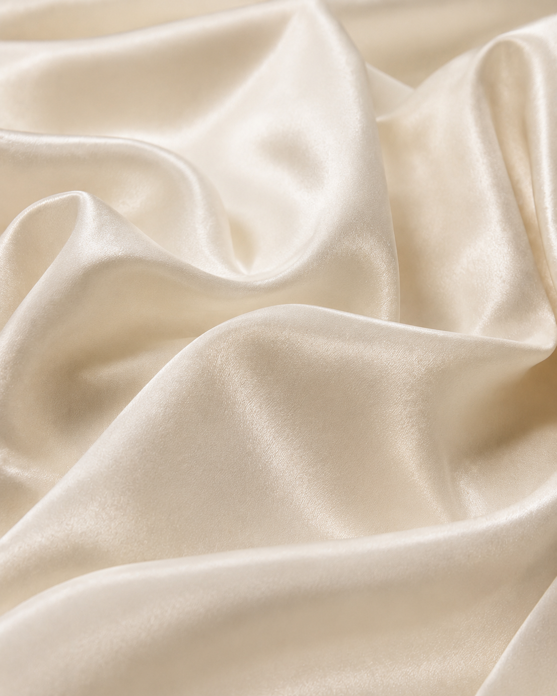 Close-Up of Ivory Satin Fabric Texture