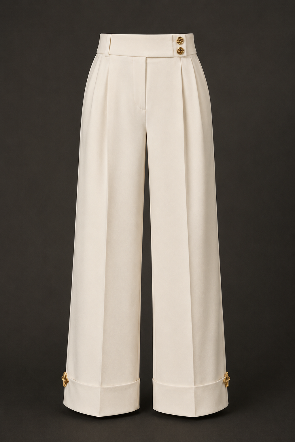 Front view of AVENUE NOIR Signature Trousers in Ivory