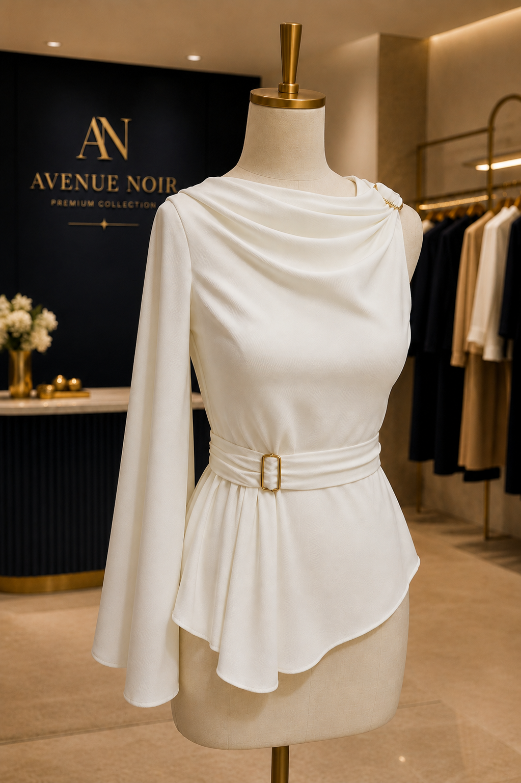 Signature Asymmetric Drape Top